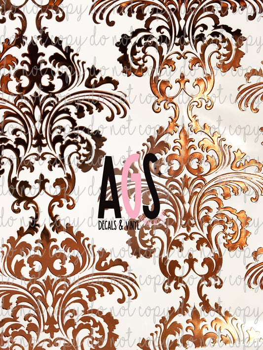 METALLIC UV DTF SHEET 025 Fancy Fleur-De-Lis - Rose Gold