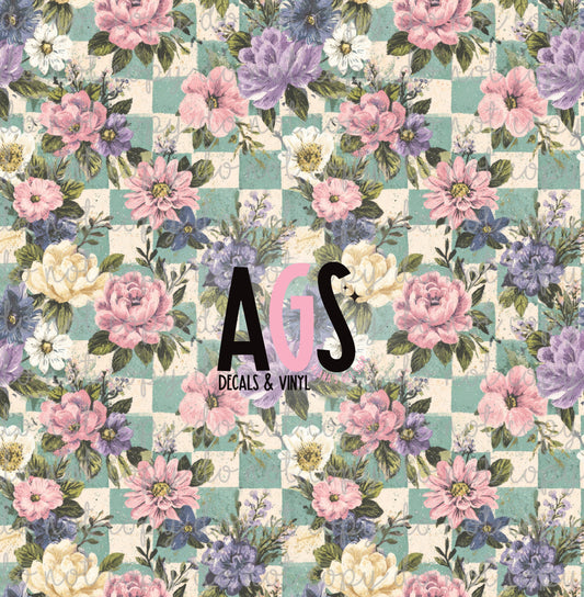 2211 Flower Checkers Blue