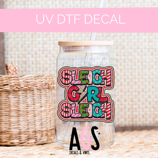 UV DTF DECAL- 023 Sleigh Girl Sleigh