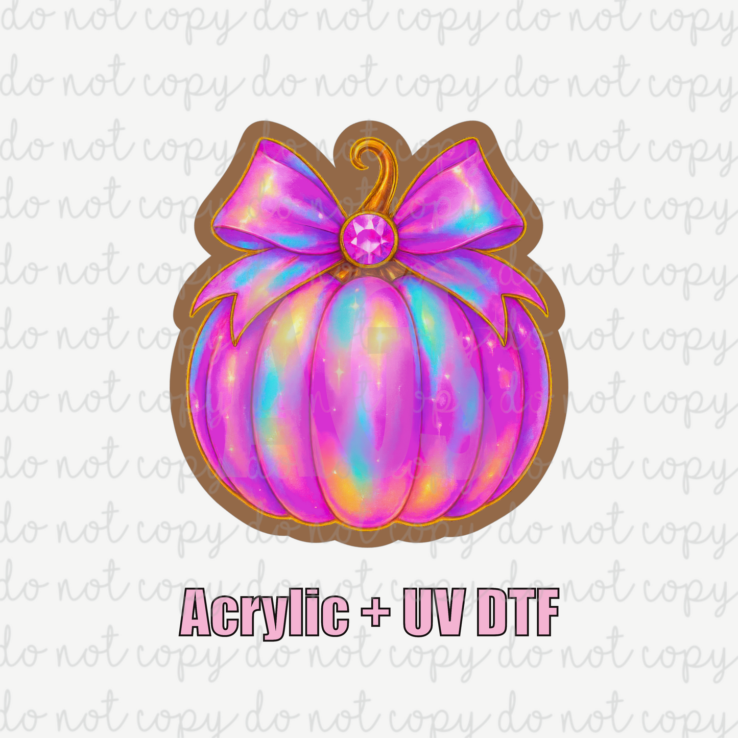ACRYLIC + UVDTF 39 Gem Pumpkin Bow