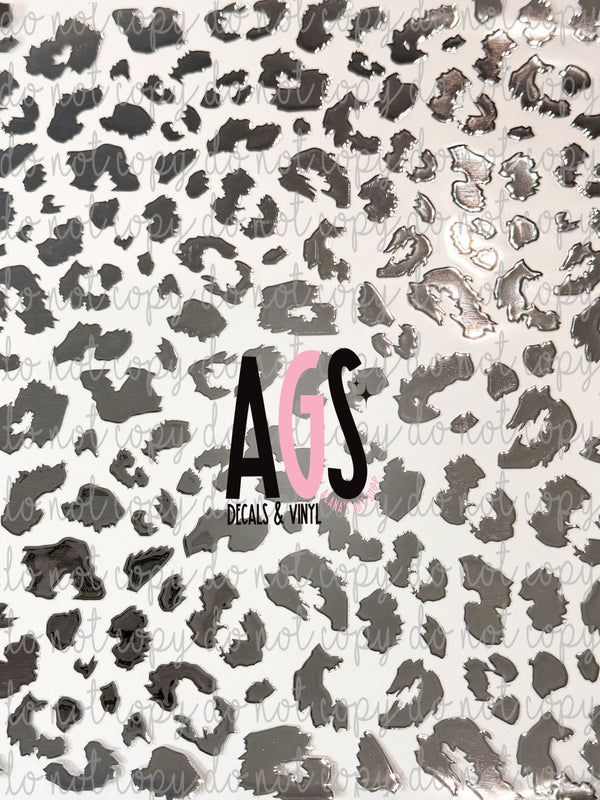 METALLIC UV DTF SHEET 042 Leopard - Silver Metal