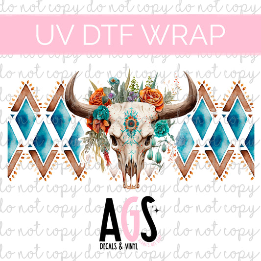 UV DTF WRAP 009 Cow Skull & Diamonds