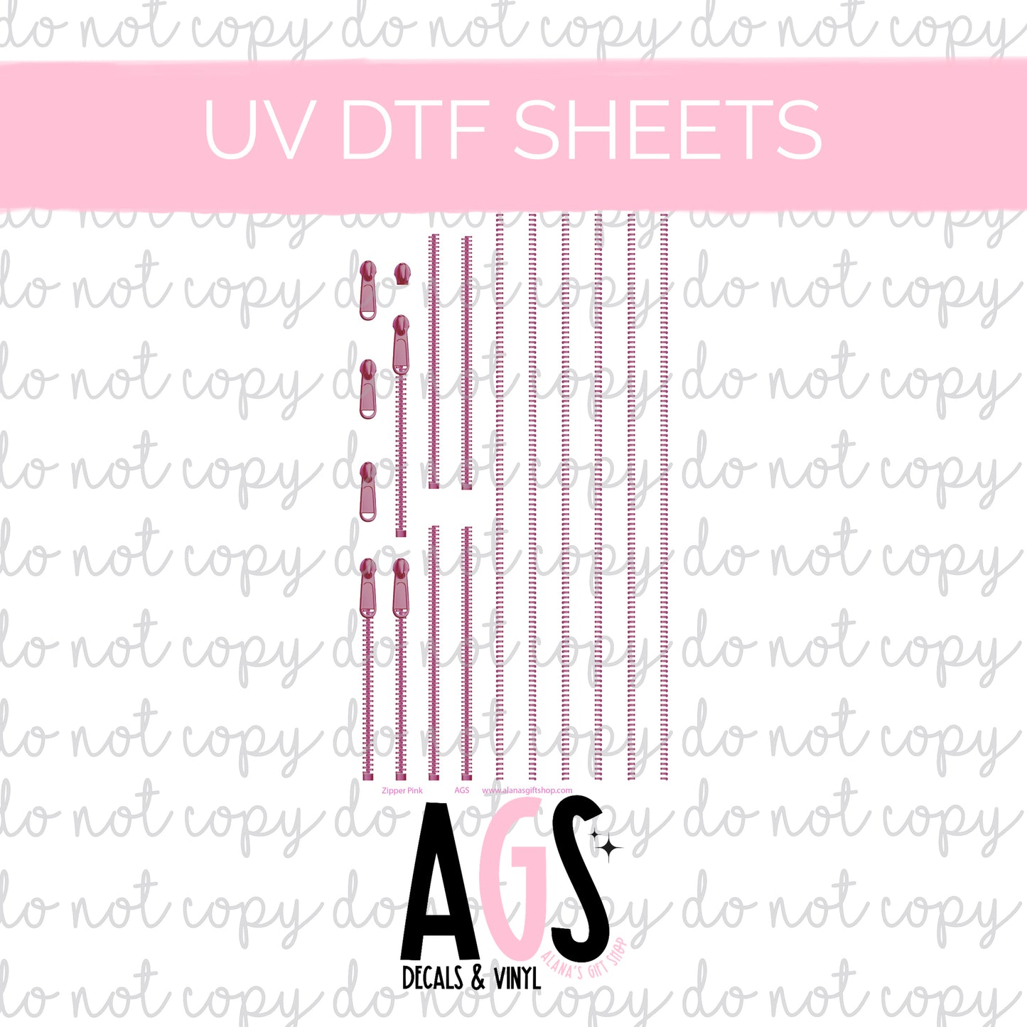 UV DTF SHEET 017 Zipper Element Pink