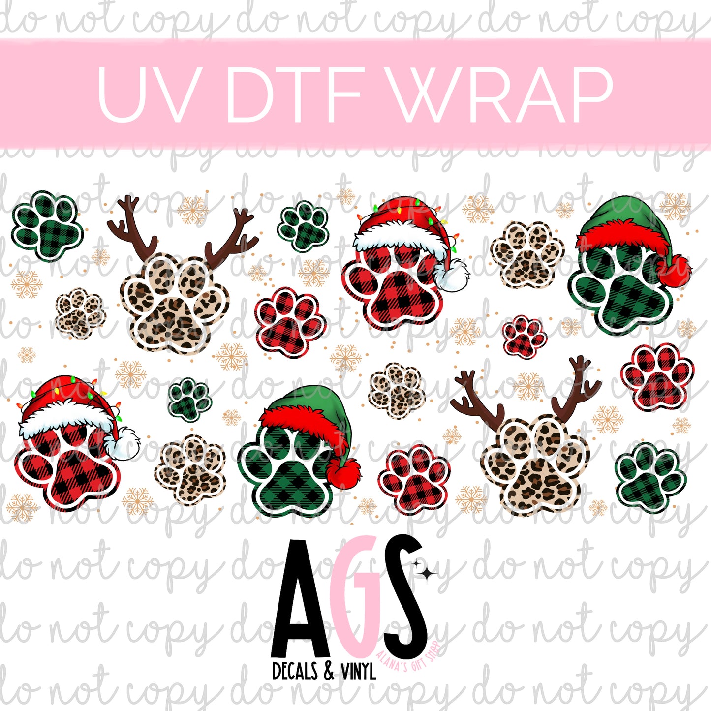UV DTF WRAP 117 Santa’s Dog Paw