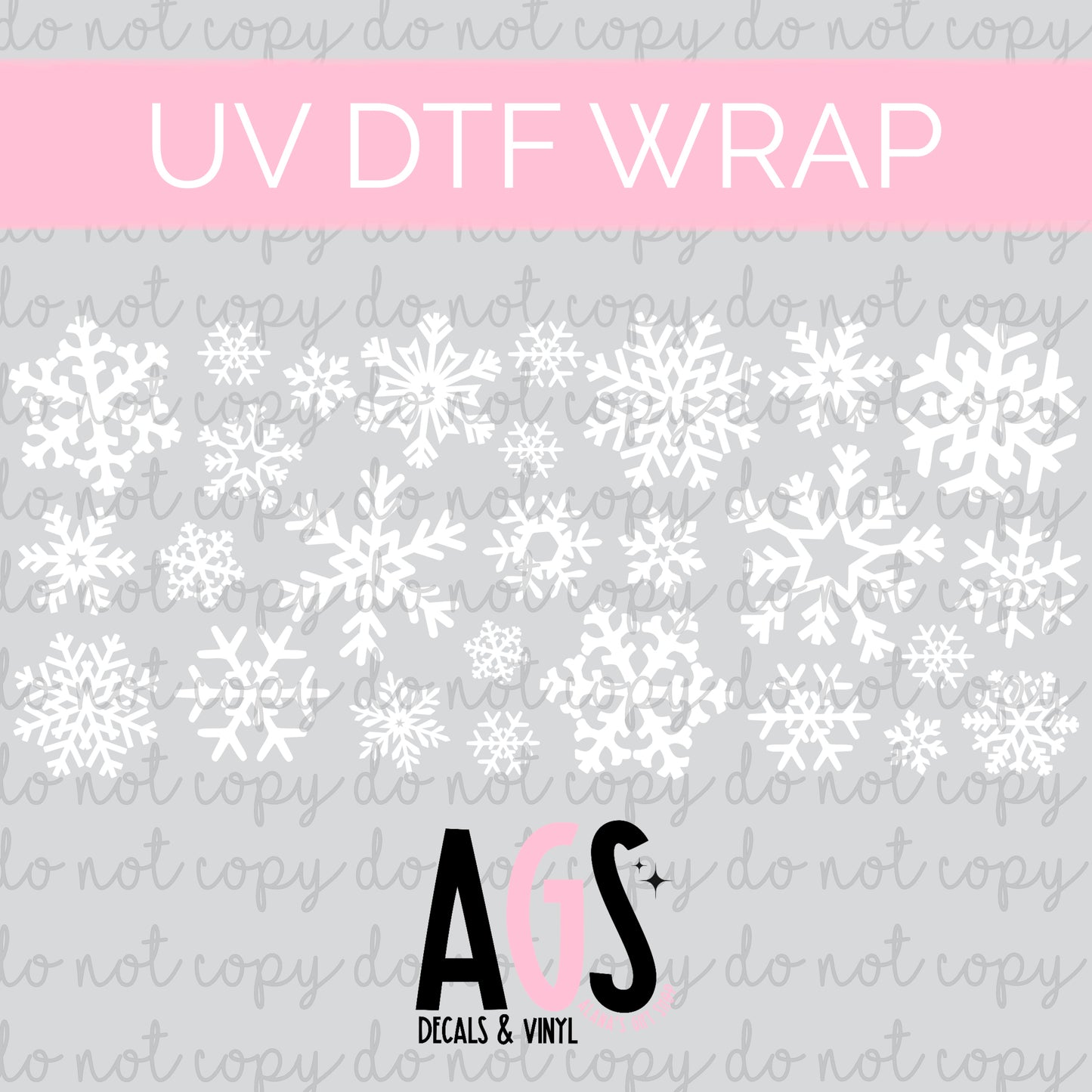 UV DTF WRAP 181 White Snowflakes