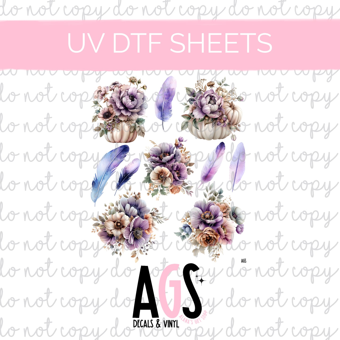 UV DTF SHEET Lavender Pumpkins