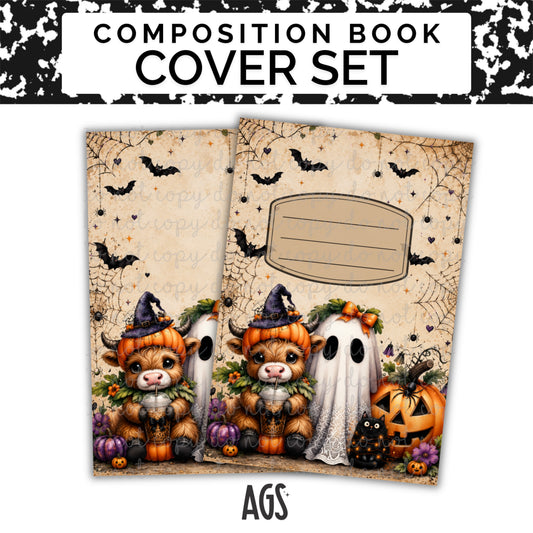 COMPOSITION NOTEBOOK COVER SET - 035 Pretty Ghost & Highland Cow