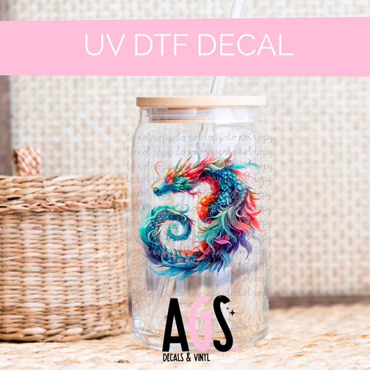 UV DTF DECAL- 038 Blue Pink Dragon