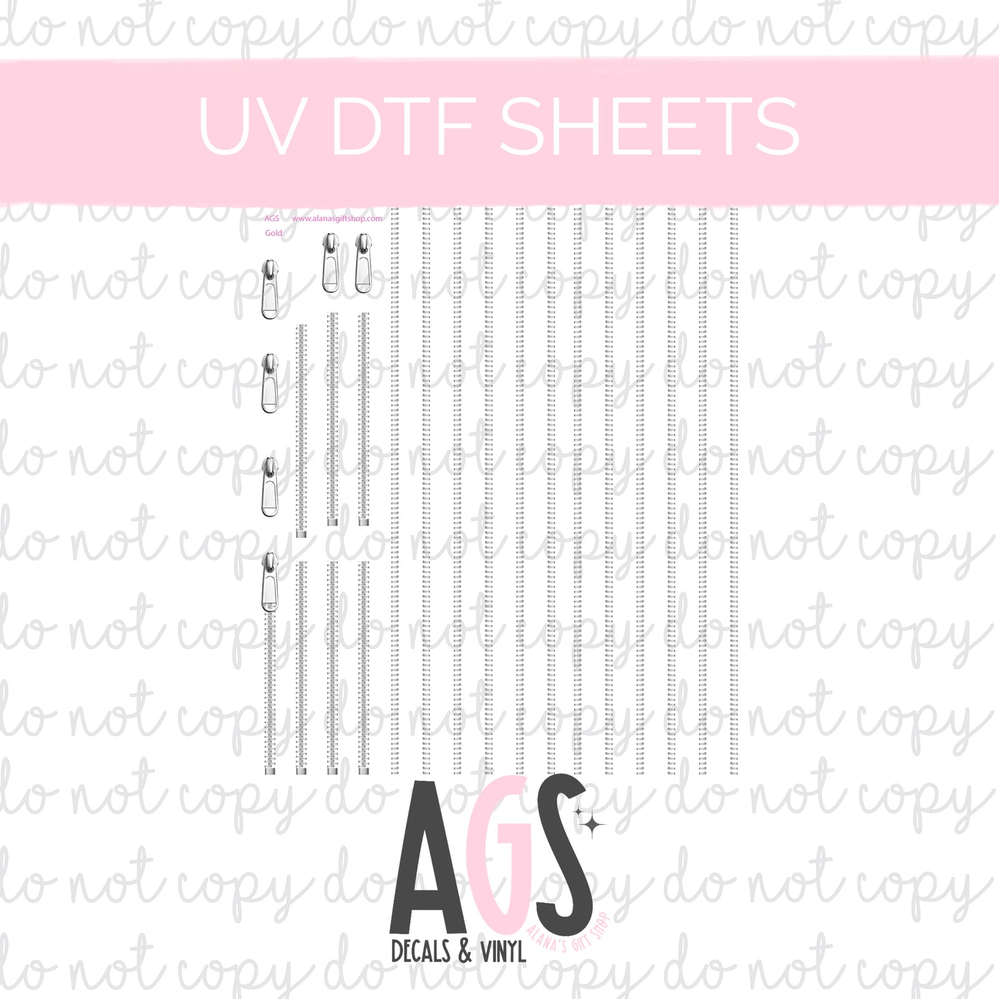 UV DTF SHEET 038 Zipper Element Silver