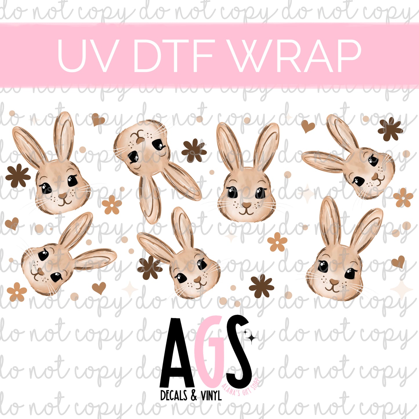 UV DTF WRAP 098 Tan Bunnies