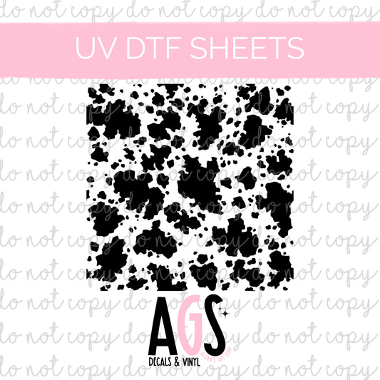 UV DTF SHEET Black Cow Print Sheet