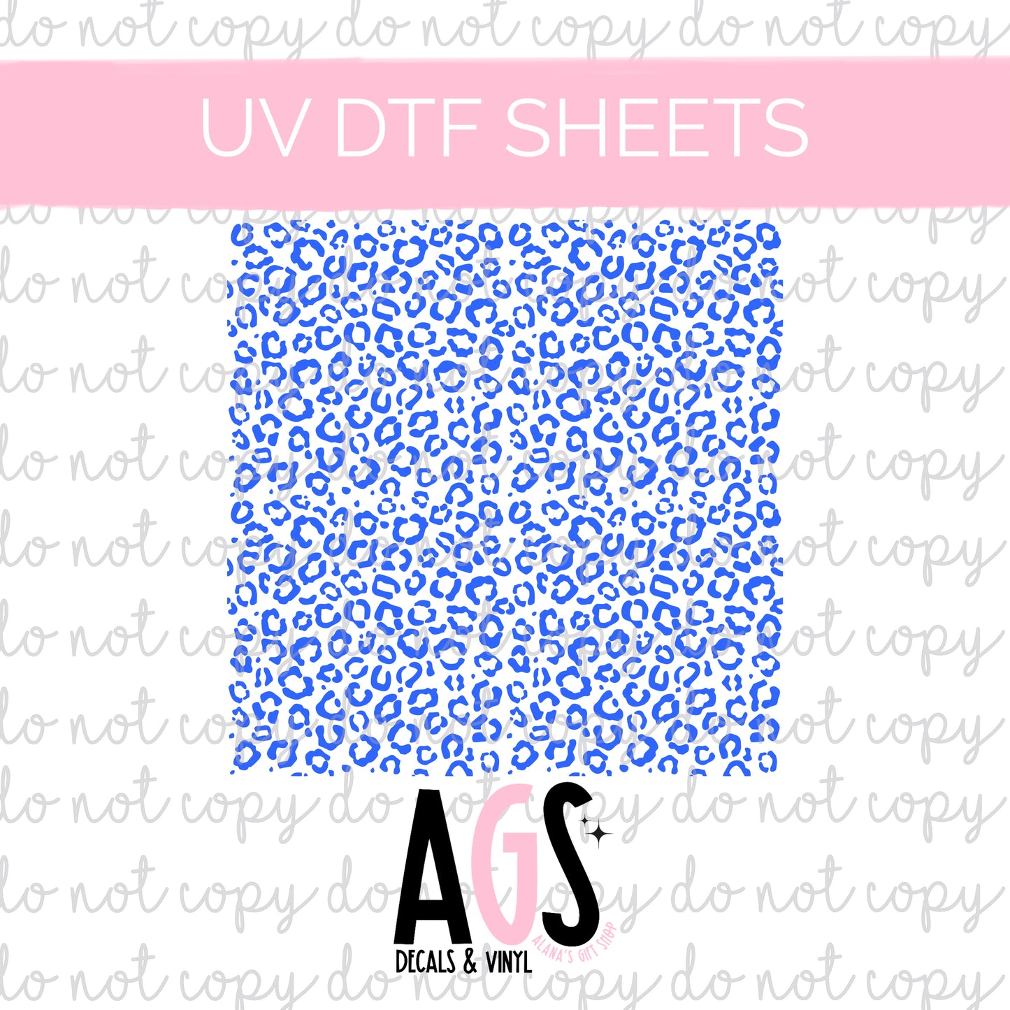 UV DTF SHEET Small Blue Leopard Print