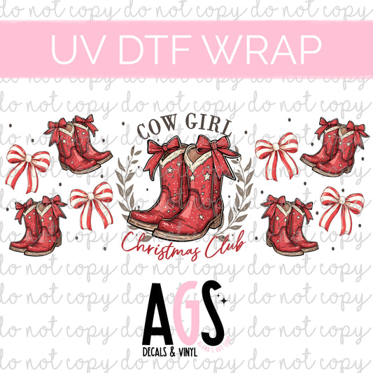 UV DTF WRAP 113 Cowgirl Christmas Club
