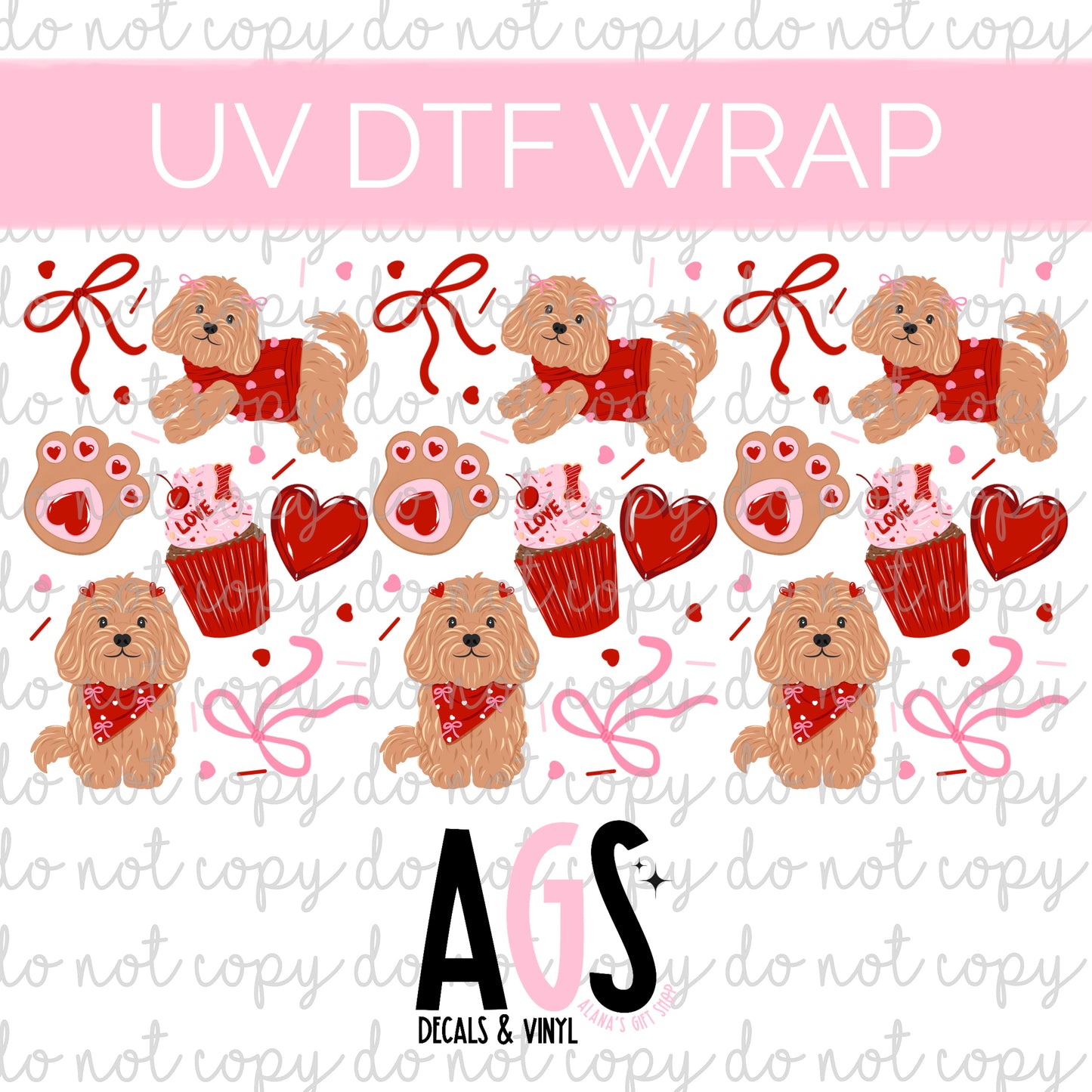 UV DTF WRAP 132 Valentines Dog
