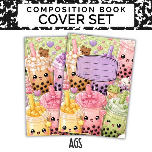 COMPOSITION NOTEBOOK COVER SET - 017 Boba Friends