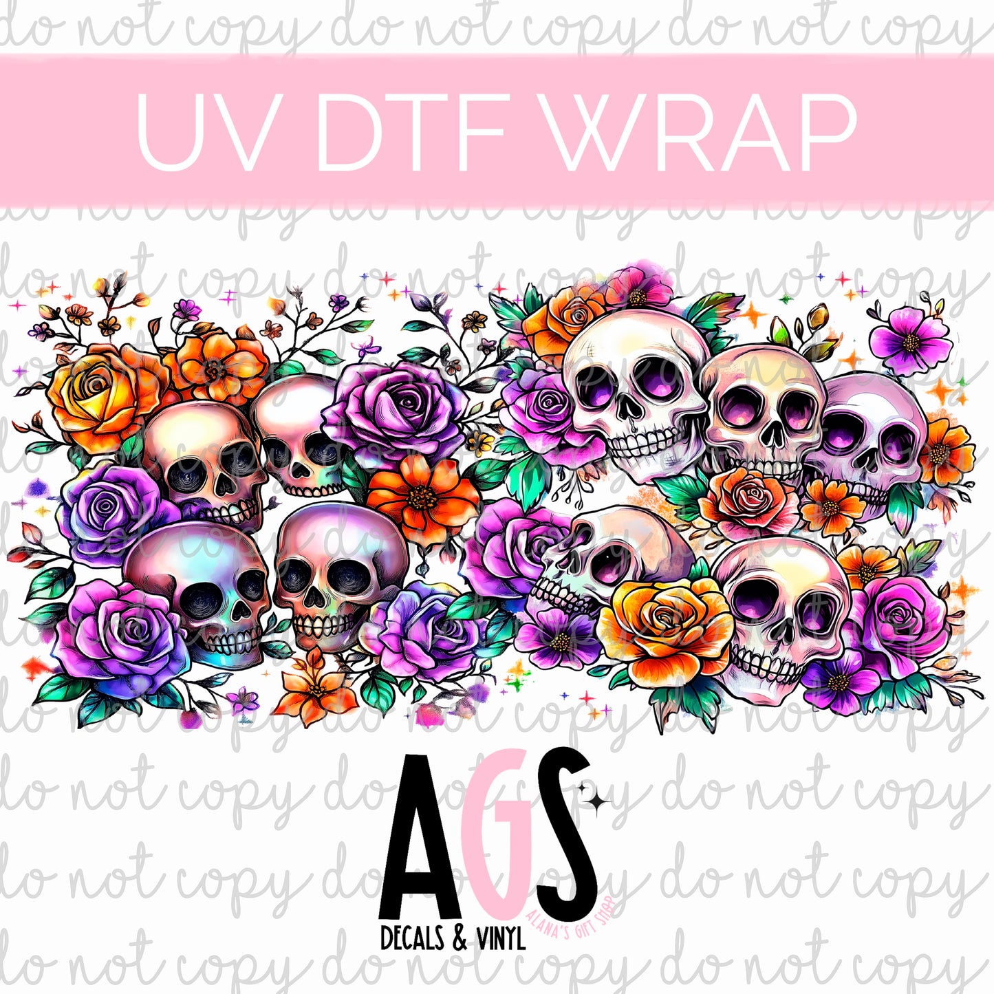 UV DTF WRAP 154 Bright Skulls
