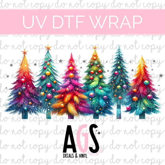 UV DTF WRAP 098 Colorful Christmas Trees