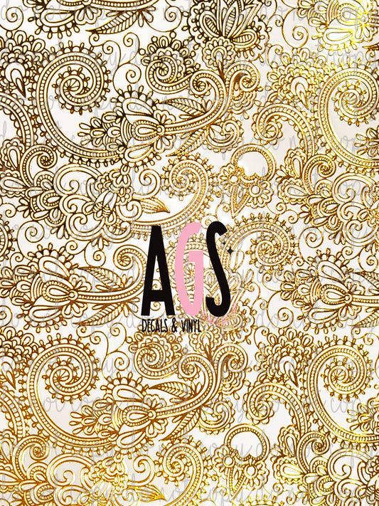 METALLIC UV DTF SHEET 023 Detailed Henna - Gold Metal