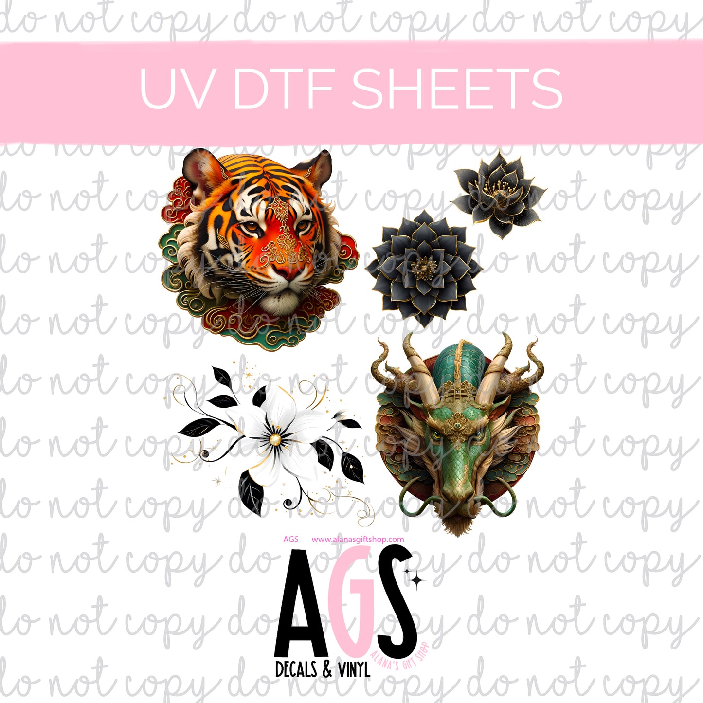 UV DTF SHEET 087 Tigers & Dragons