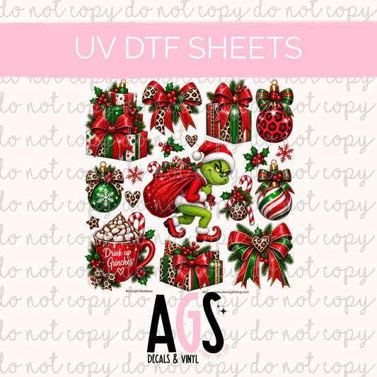 UV DTF SHEET 103 Drink Up Grinches