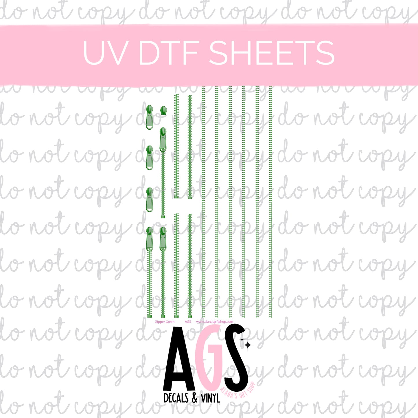 UV DTF SHEET 025 Zipper Element Green