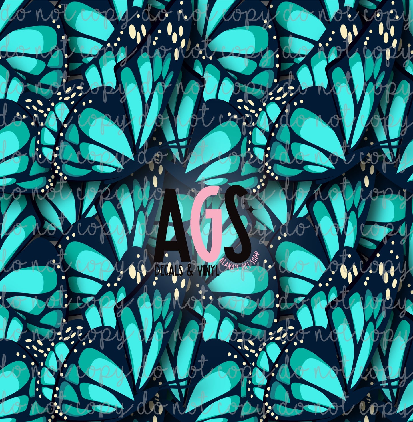 1549 Turquoise Butterfly Wings - Dec Box