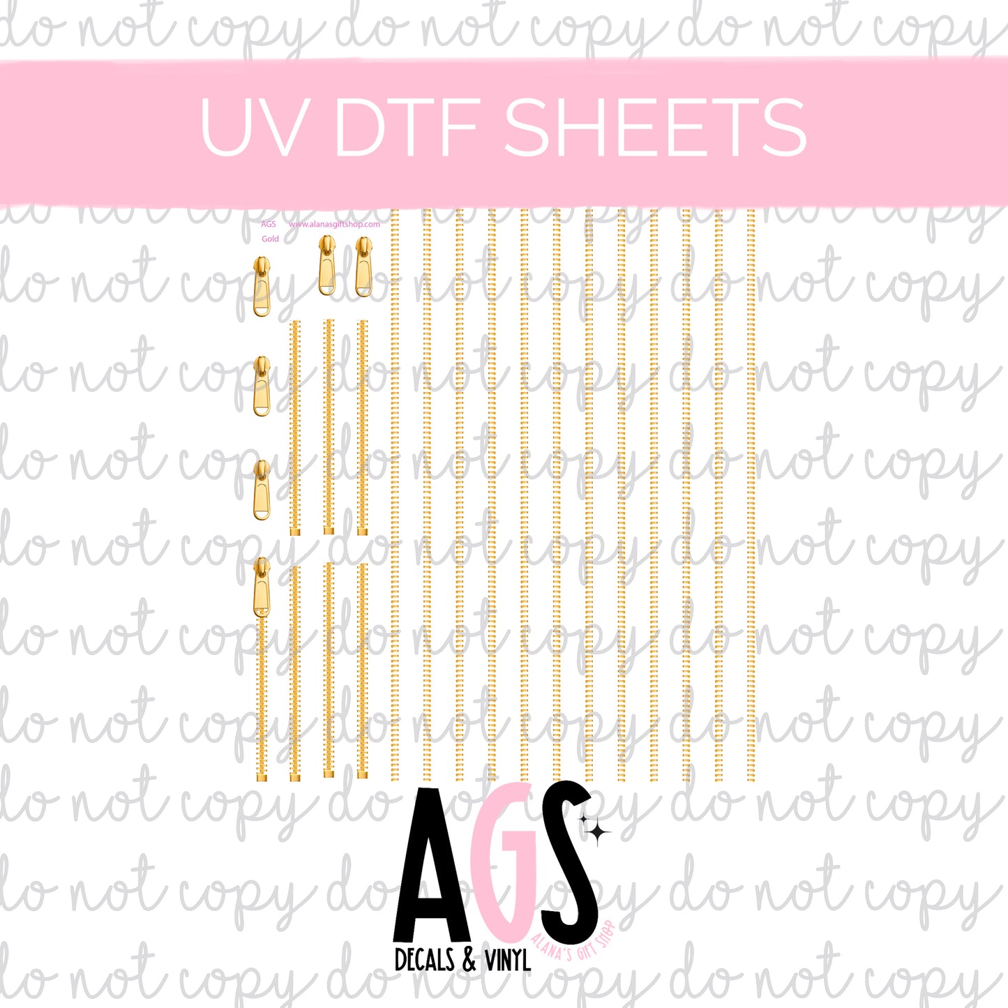 UV DTF SHEET 038 Zipper Element Gold