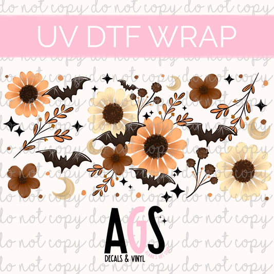 UV DTF WRAP 177 Spooky Season Bat Floral