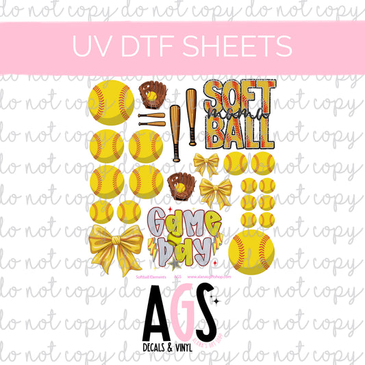 UV DTF SHEET 054 Softball Elements March UVDTF Box