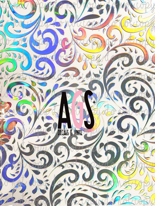 METALLIC UV DTF SHEET 013 Swirly Tooled - Silver Prism