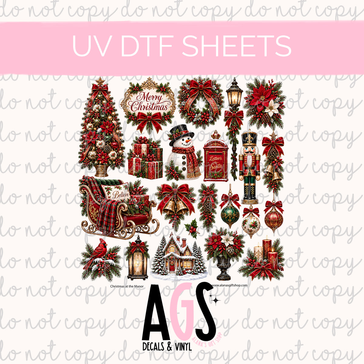 UV DTF SHEET 103 Christmas At The Manor