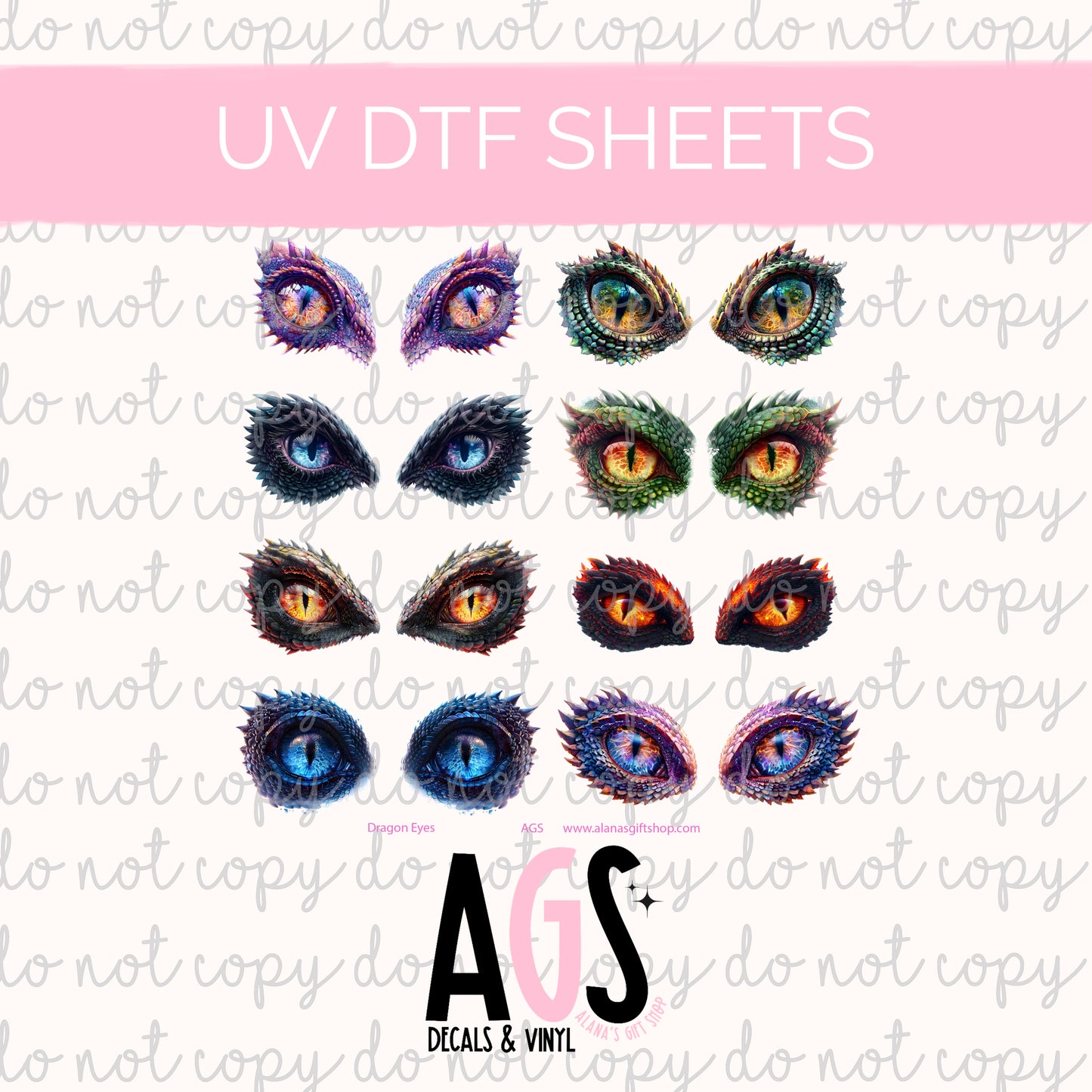 UV DTF SHEET 092 Dragon Eyes