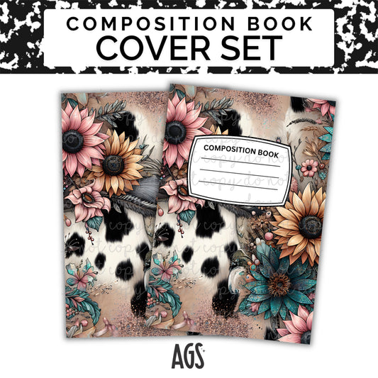 COMPOSITION NOTEBOOK COVER SET - 006 Sunflower Cowprint