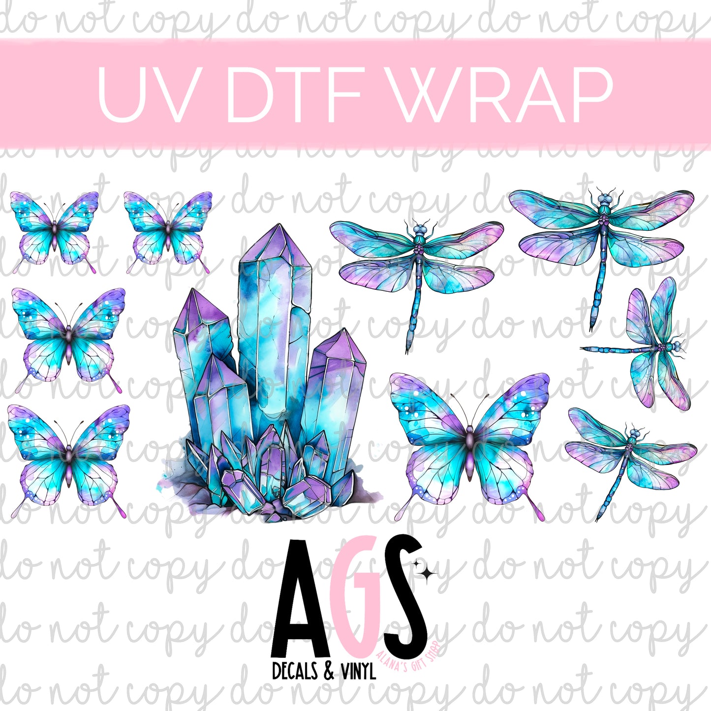 UV DTF WRAP-067 Crystals & Butterflies