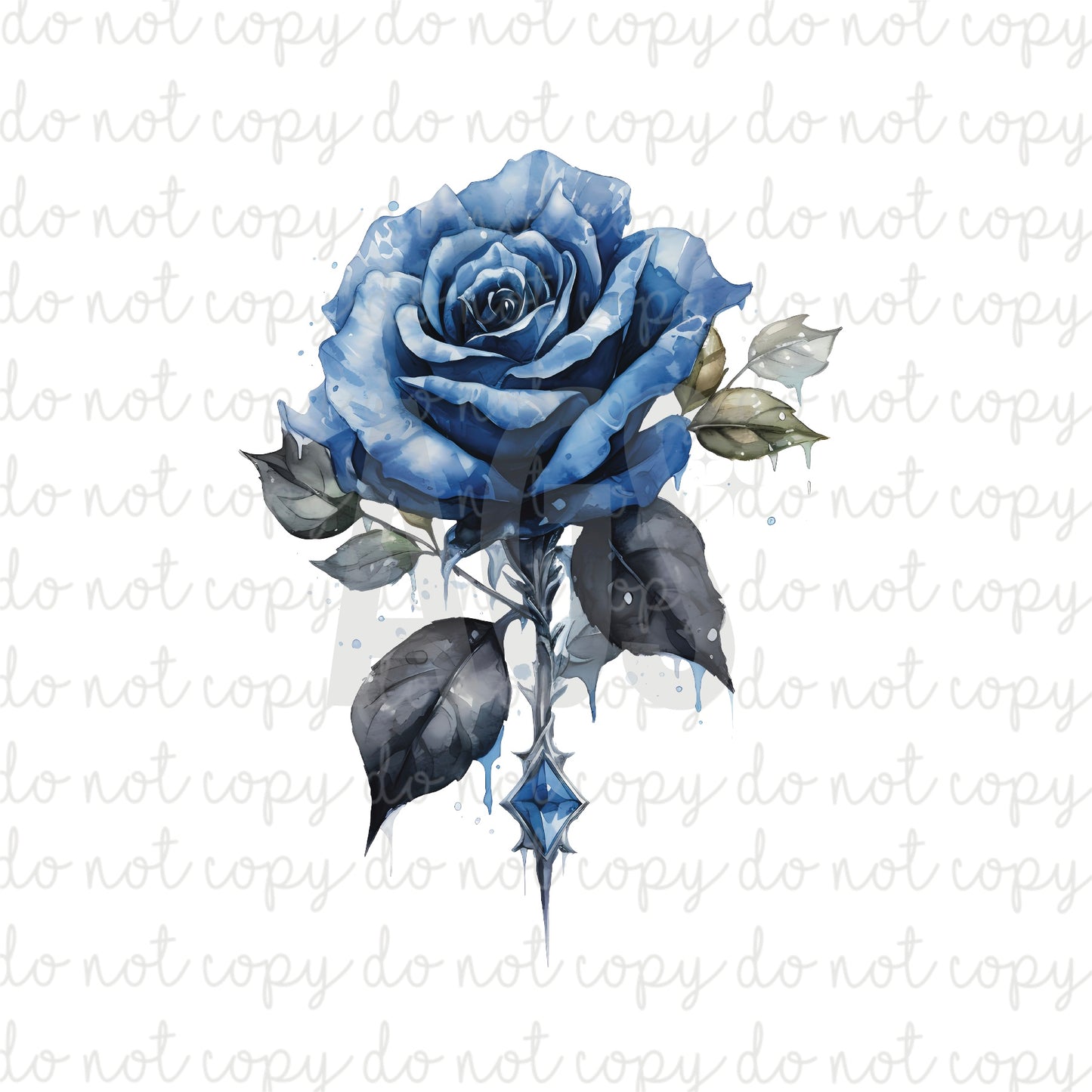DECAL 087 Blue Gothic Rose