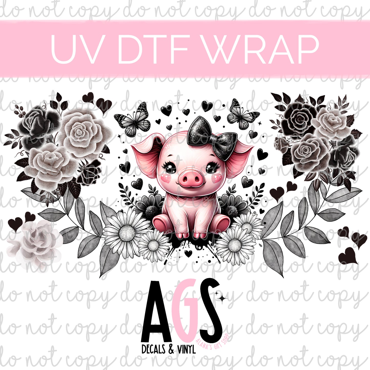 UV DTF WRAP 102 Pig Floral