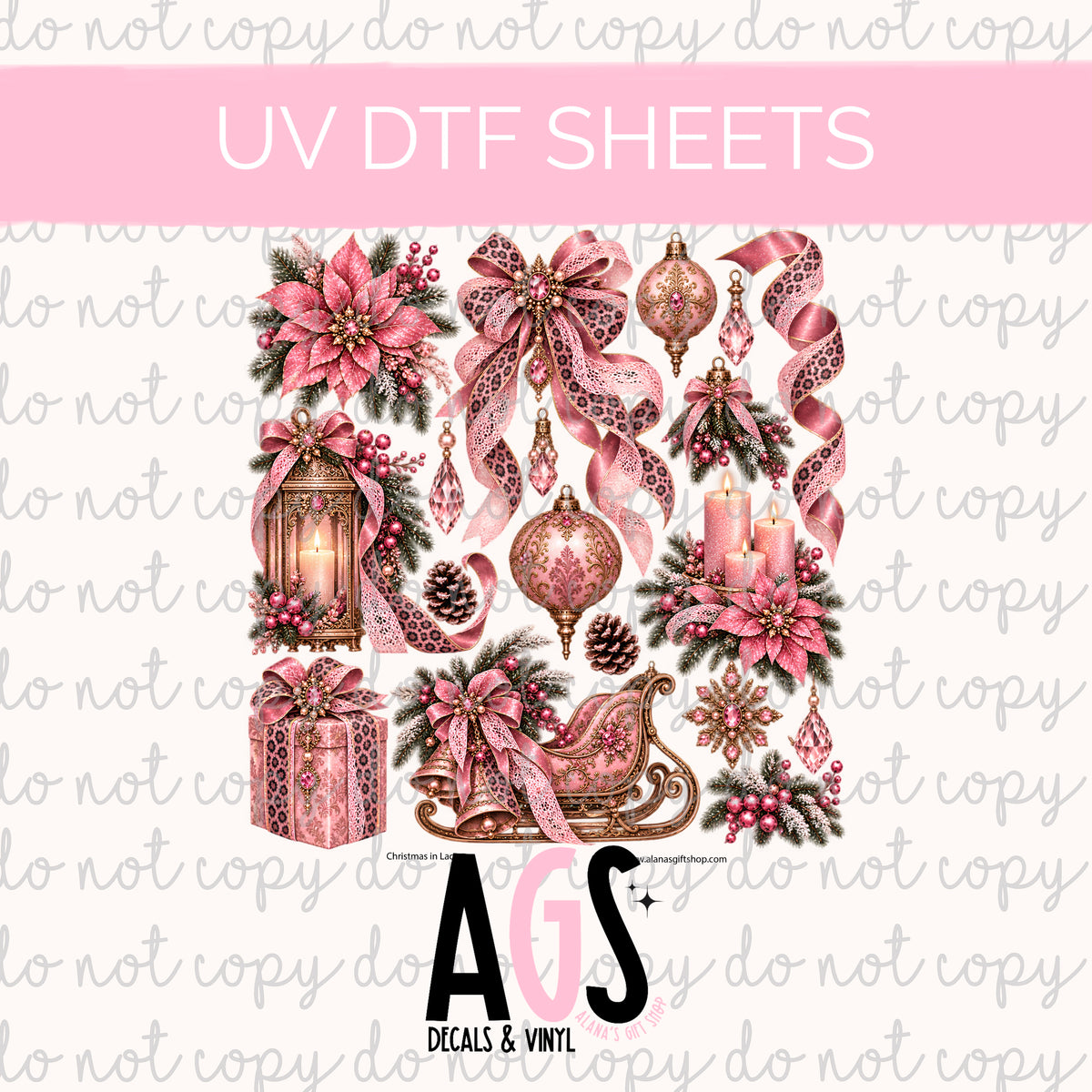UV DTF SHEET 104 Christmas In Lace