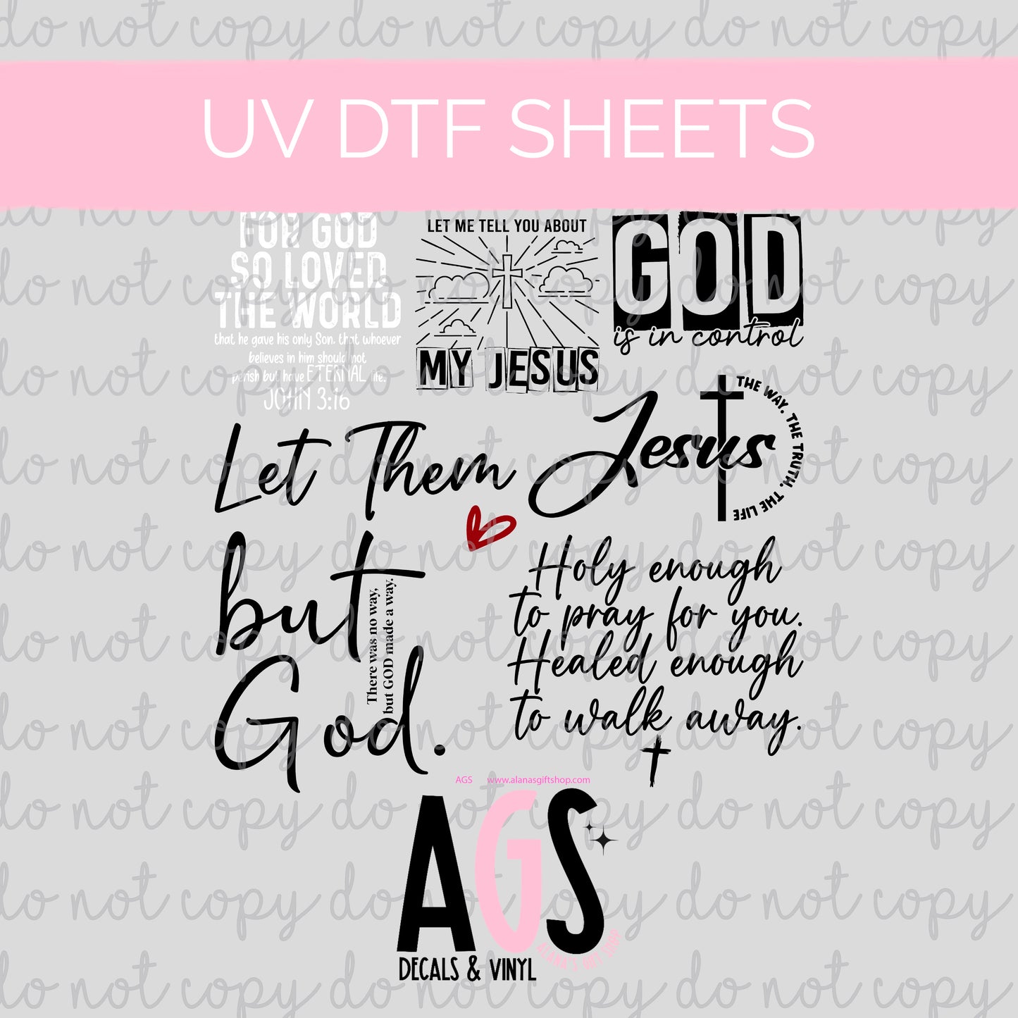 UV DTF SHEET 094 Faith & Scripture Quotes