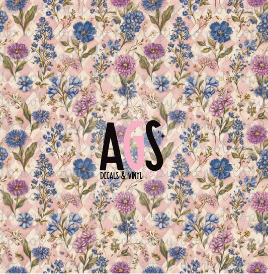 2212 Flower Checkers Pink