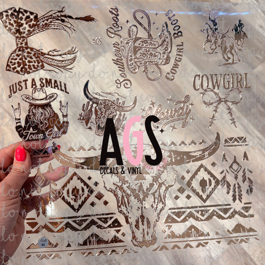 METALLIC UV DTF SHEET 040 Western Flare  - Rose Gold
