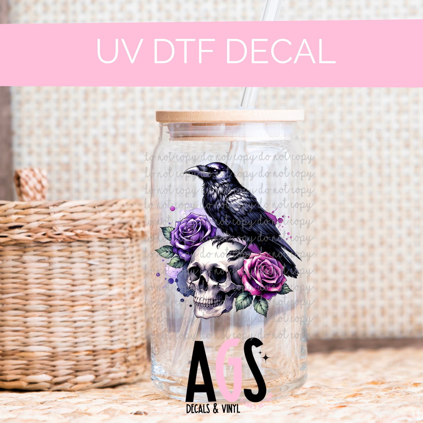 UV DTF DECAL 071 Raven Skull