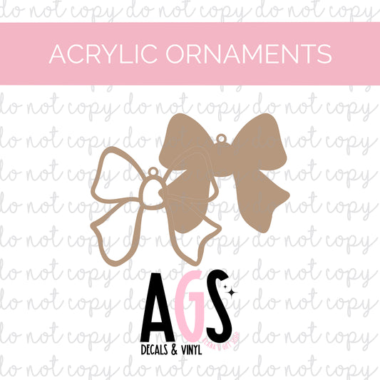 Acrylic Ornament 4 Ribbon Bow 2 Pack Set (not a shaker)