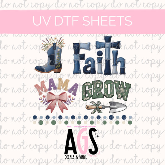 UV DTF SHEET 073 Faith Mama Grow