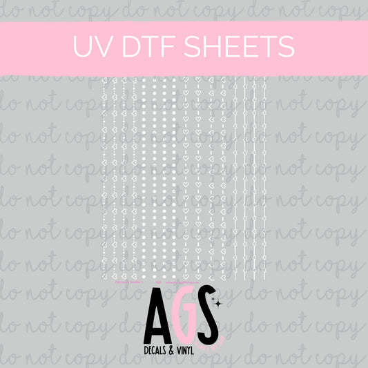 UV DTF SHEET 033 Patchwork Doodle Lines 5 White