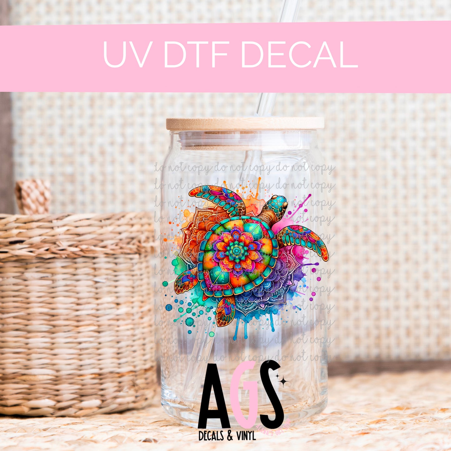 UV DTF DECAL 020 Mandala Turtle