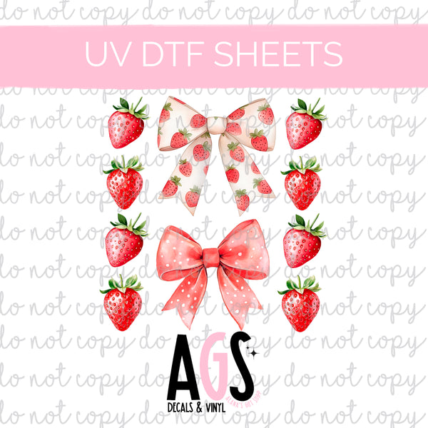 UV DTF SHEET 047 Strawberry Bows