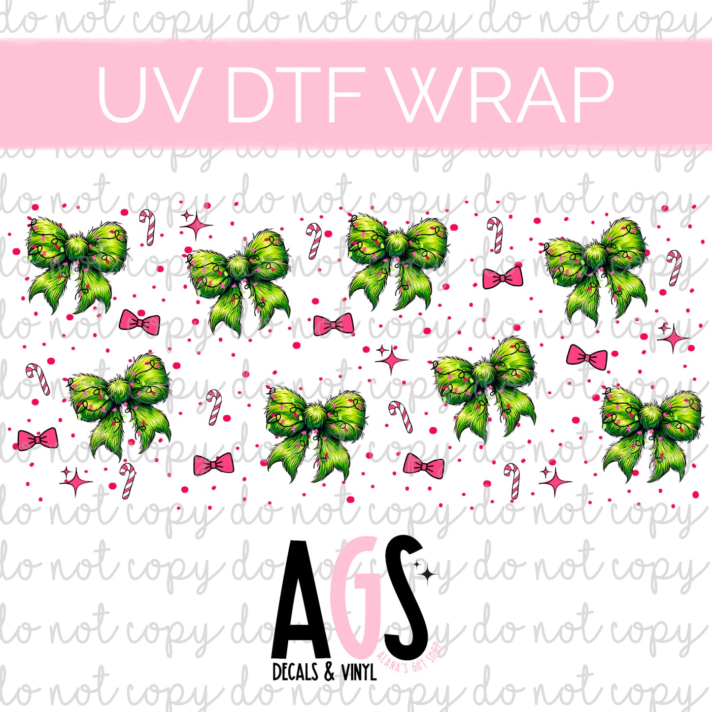 UV DTF WRAP 096 Green Man Bow