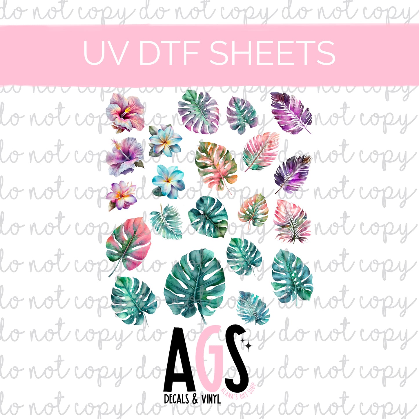 UV DTF SHEET - Tropical Leaves