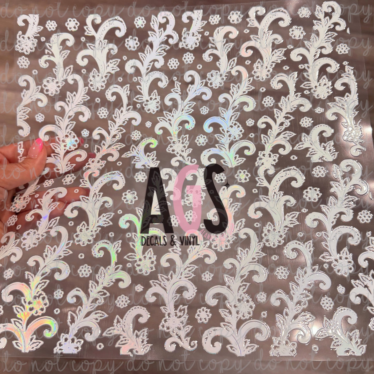METALLIC UV DTF SHEET 059 Lush Floral - White Rainbow