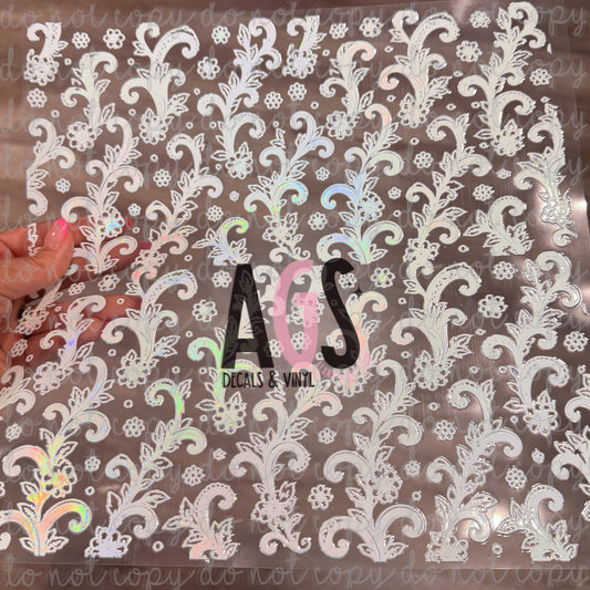 METALLIC UV DTF SHEET 059 Lush Floral - White Rainbow